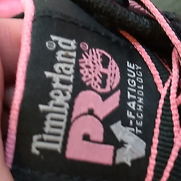 Women's Timberland steel toe anti fatigue pink and black shoes size 8.5 - Picture 8 of 10